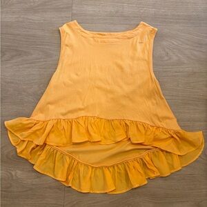 Orange Ruffle Hem Women's Top